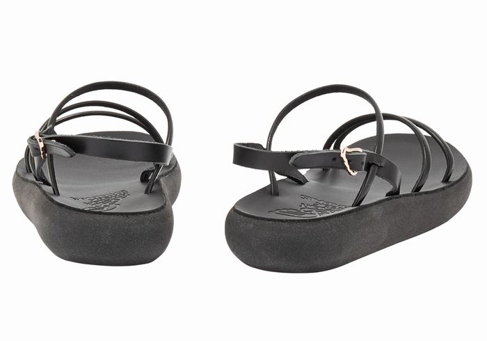 Black Women Ancient Greek Sandals Polis Back-Strap Sandals | KAM7624HD