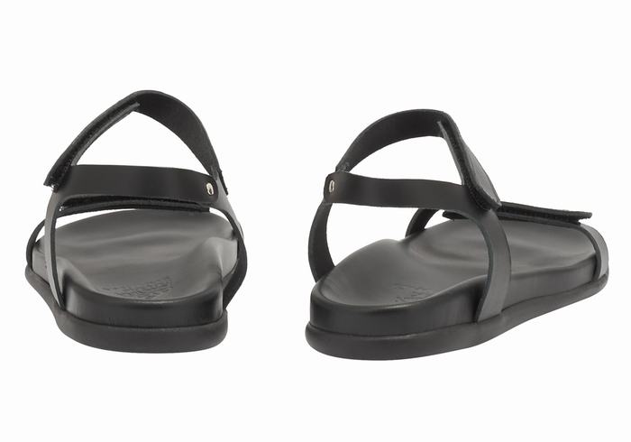 Black Women Ancient Greek Sandals Poros Back-Strap Sandals | CXW8046TR