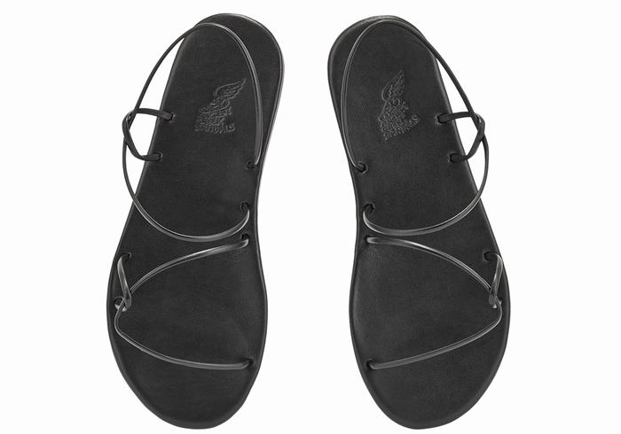 Black Women Ancient Greek Sandals Proorismos Back-Strap Sandals | GZK351LT