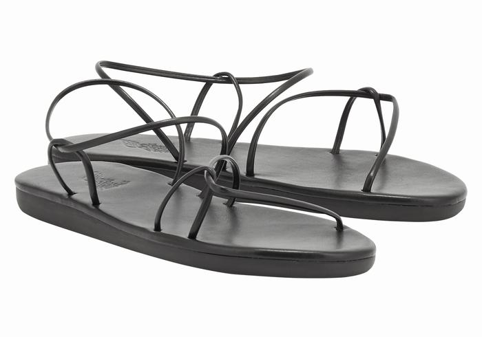 Black Women Ancient Greek Sandals Proorismos Back-Strap Sandals | GZK351LT