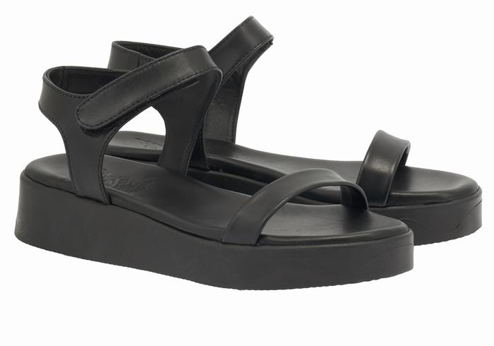 Black Women Ancient Greek Sandals Salamina Leather Platform Sandals | CEV5165SR