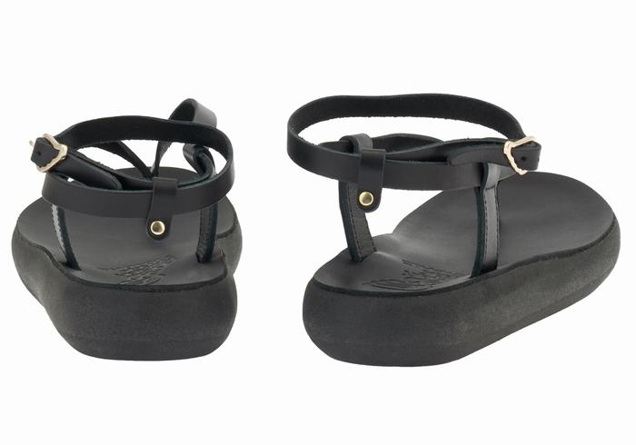 Black Women Ancient Greek Sandals Salomi Comfort Ankle Strap Sandals | DTG4920LM