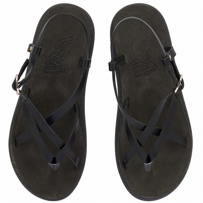 Black Women Ancient Greek Sandals Semele Comfort Back-Strap Sandals | BWU5917LM