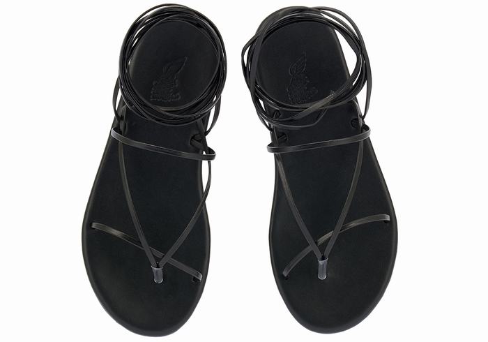 Black Women Ancient Greek Sandals String Gladiator Sandals | FGB3845DG