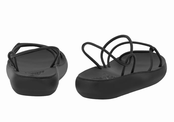 Black Women Ancient Greek Sandals Taxidi Comfort Back-Strap Sandals | RLF7142VW