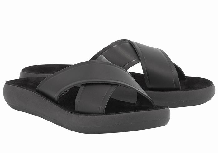 Black Women Ancient Greek Sandals Thais Comfort Slide Sandals | LYH2050AP