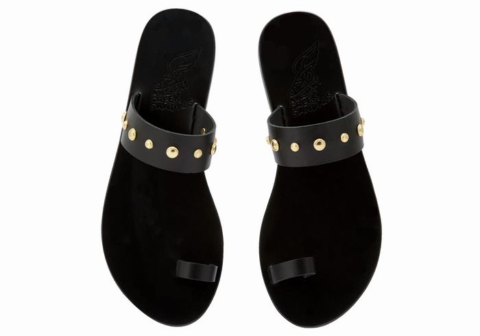 Black Women Ancient Greek Sandals Thalia Bee Toe-Post Sandals | WAU2465BV