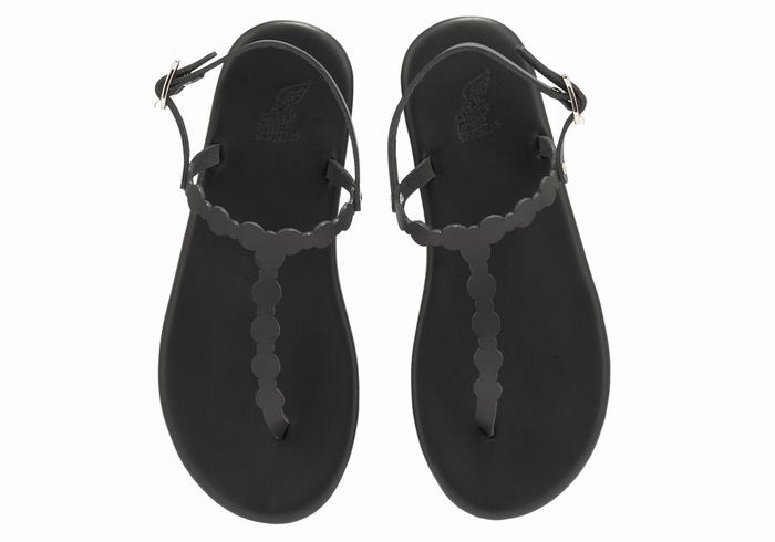 Black Women Ancient Greek Sandals Velos Flip Flop Back-Strap Sandals | LTK7772NZ