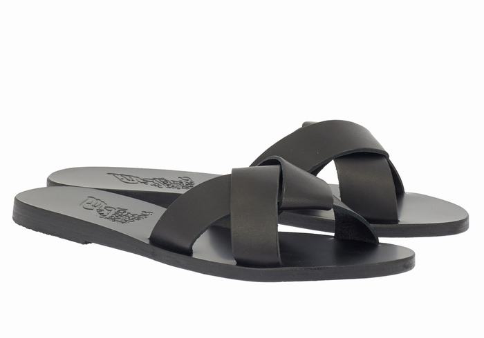 Black Women Ancient Greek Sandals Whitney Slide Sandals | JUR3265EB