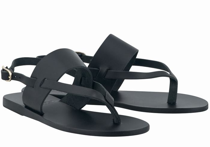 Black Women Ancient Greek Sandals Zoe Flip Flop Leather Back-Strap Sandals | XDB4510GX