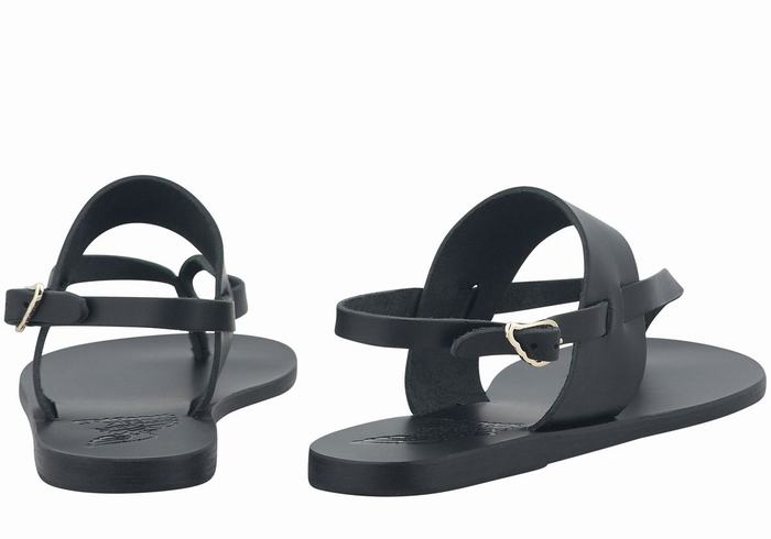 Black Women Ancient Greek Sandals Zoe Flip Flop Leather Back-Strap Sandals | XDB4510GX