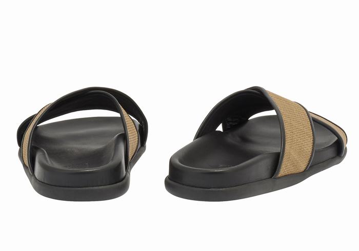 Brown Black Women Ancient Greek Sandals Thais Footbed Slide Sandals | MVZ46TB