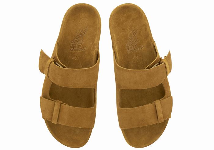 Brown Men Ancient Greek Sandals Diogenis Slippers | QSS150MF