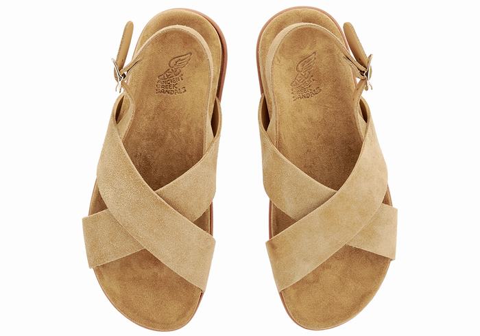 Brown Women Ancient Greek Sandals Ikesia Casual Sandals | UQQ35XA