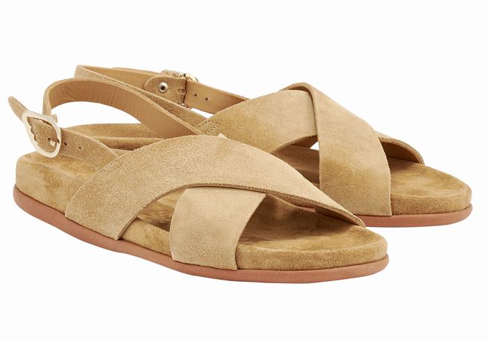 Brown Women Ancient Greek Sandals Ikesia Casual Sandals | UQQ35XA