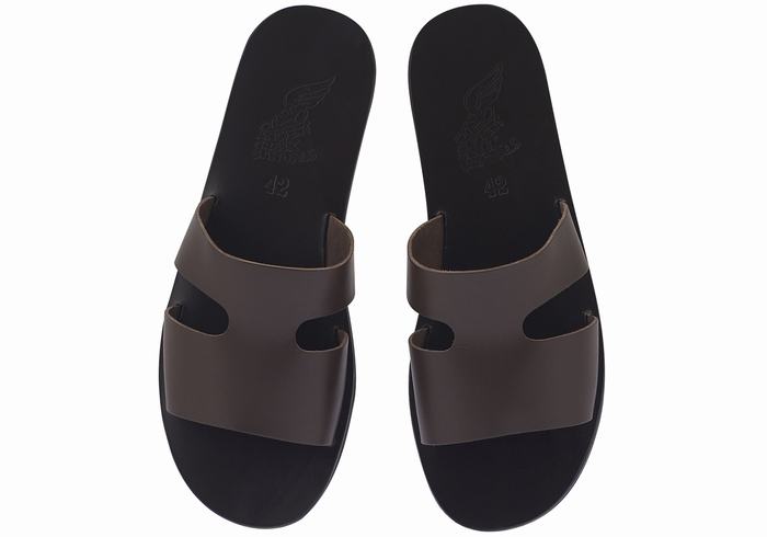 Chocolate Men Ancient Greek Sandals Apteros Slide Sandals | YDD6469GE