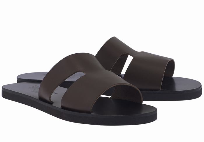 Chocolate Men Ancient Greek Sandals Apteros Slide Sandals | YDD6469GE