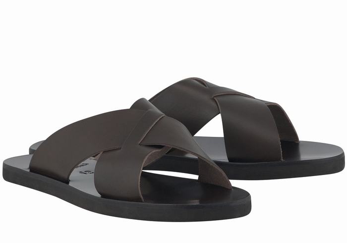 Chocolate Men Ancient Greek Sandals Bios Slide Sandals | WUX9132DG