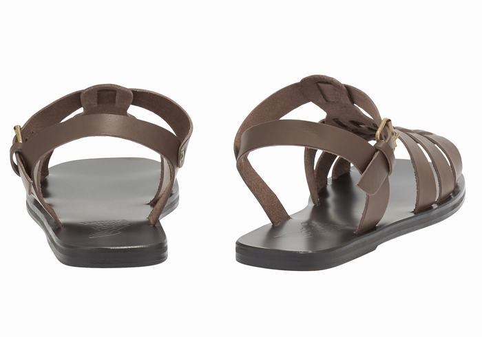 Chocolate Men Ancient Greek Sandals Ektoras Leather Fisherman Sandals | ISG541YT