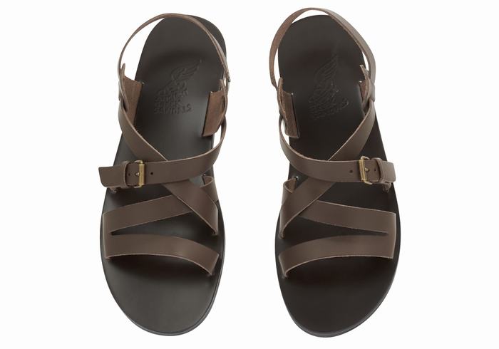 Chocolate Men Ancient Greek Sandals Hercules Leather Casual Sandals | FDS8722HP