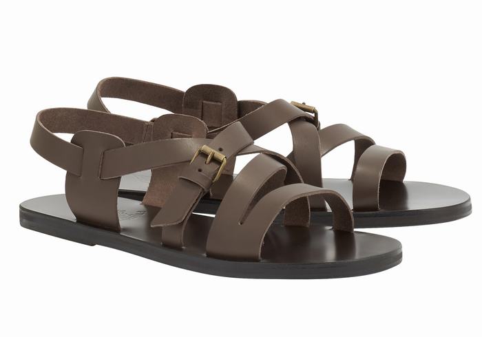 Chocolate Men Ancient Greek Sandals Hercules Leather Casual Sandals | FDS8722HP