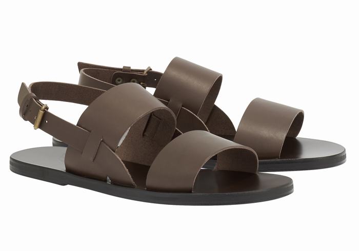 Chocolate Men Ancient Greek Sandals Irodotos Leather Casual Sandals | NDF1595YI