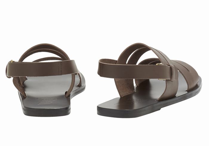 Chocolate Men Ancient Greek Sandals Irodotos Leather Casual Sandals | NDF1595YI