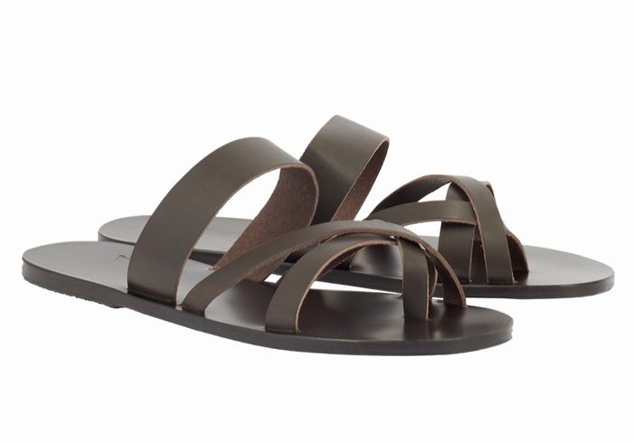 Chocolate Men Ancient Greek Sandals Jason Slide Sandals | HLF433IK