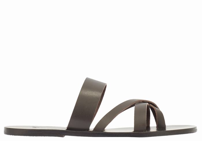 Chocolate Men Ancient Greek Sandals Jason Slide Sandals | HLF433IK