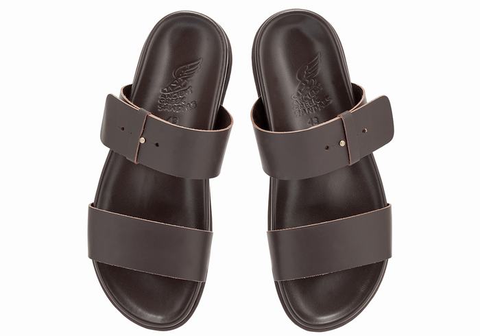 Chocolate Men Ancient Greek Sandals Kimon Slide Sandals | PKW2692UX