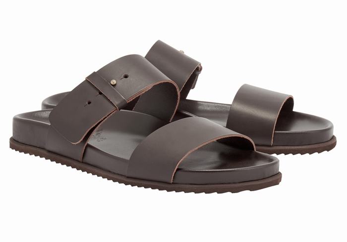 Chocolate Men Ancient Greek Sandals Kimon Slide Sandals | PKW2692UX