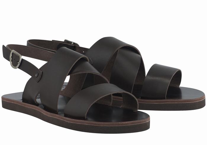 Chocolate Men Ancient Greek Sandals Miltos Casual Sandals | UFM3041QO