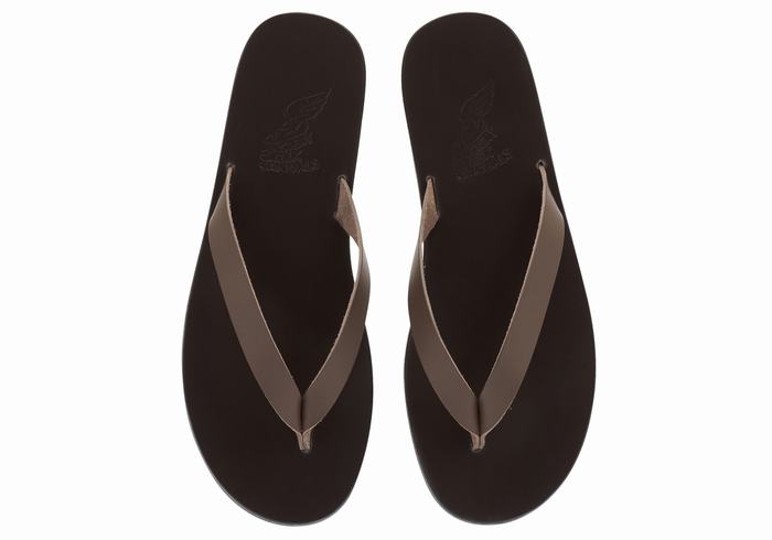 Chocolate Men Ancient Greek Sandals Solon Leather Flip Flops | BVA7563BH