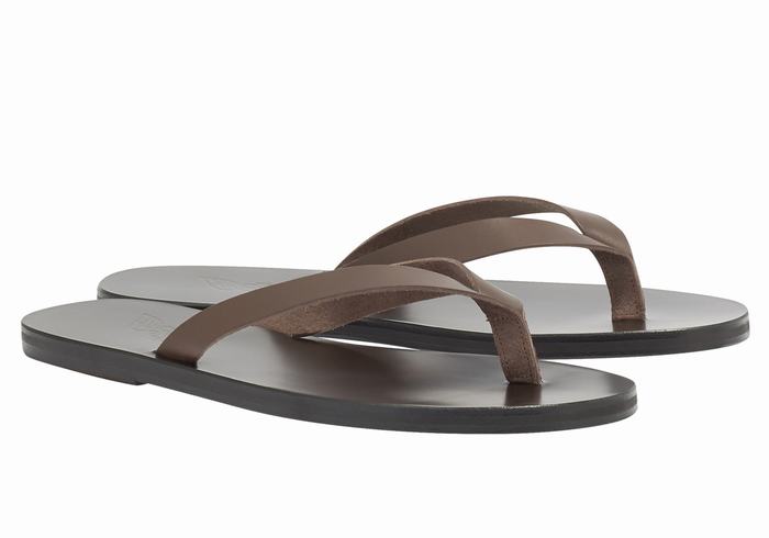 Chocolate Men Ancient Greek Sandals Solon Leather Flip Flops | BVA7563BH