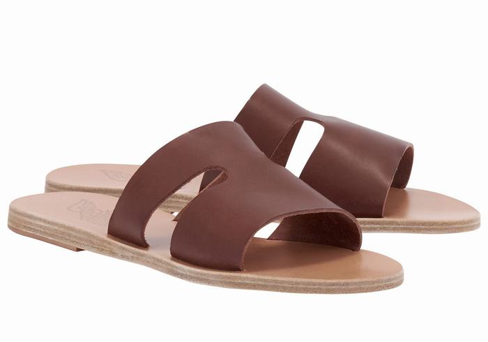 Coffee Women Ancient Greek Sandals Apteros Slide Sandals | PBU5574DQ