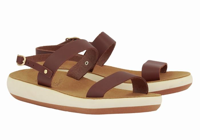 Coffee Women Ancient Greek Sandals Clio Comfort Casual Sandals | JIR1410GZ