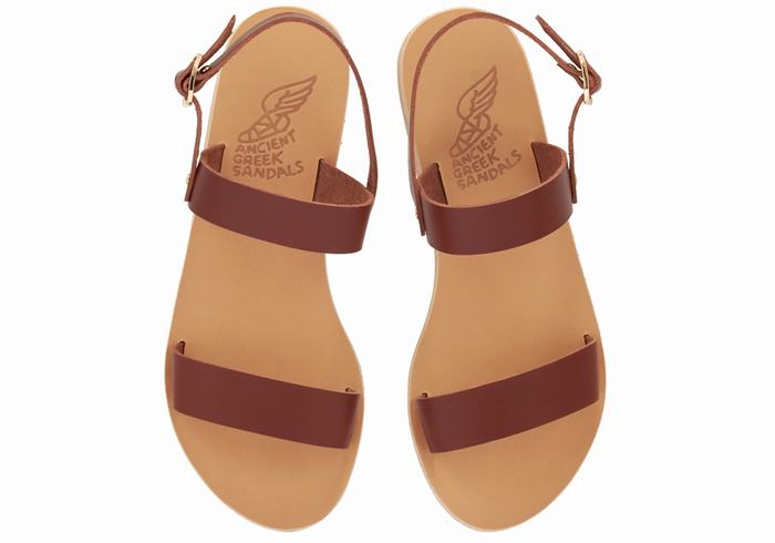 Coffee Women Ancient Greek Sandals Clio Back-Strap Sandals | RUR10074GA