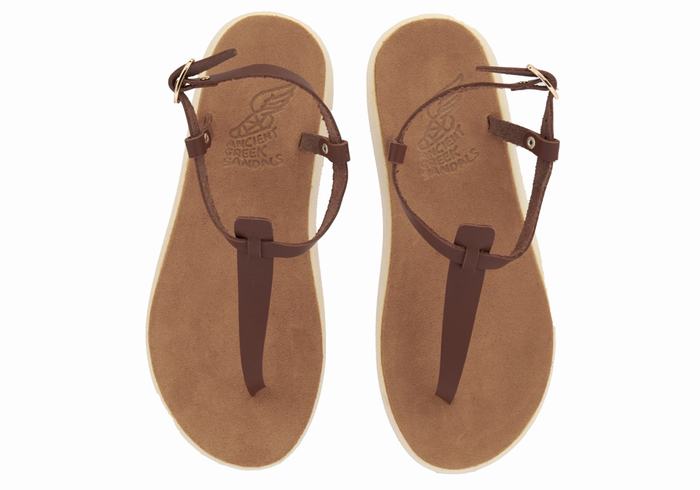 Coffee Women Ancient Greek Sandals Lito Comfort Back-Strap Sandals | FQU1739FT