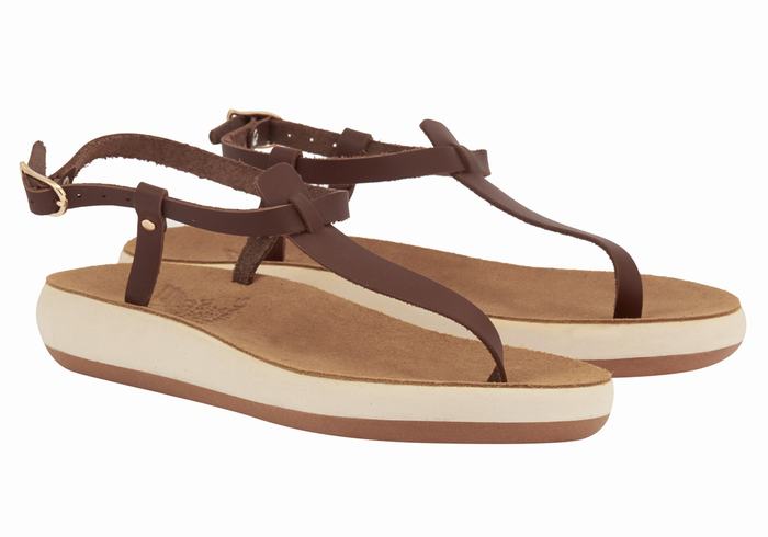 Coffee Women Ancient Greek Sandals Lito Comfort Back-Strap Sandals | FQU1739FT