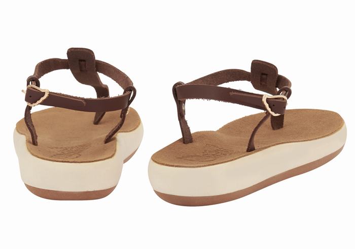 Coffee Women Ancient Greek Sandals Lito Comfort Back-Strap Sandals | FQU1739FT