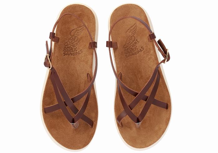 Coffee Women Ancient Greek Sandals Semele Comfort Back-Strap Sandals | KWP4429KH