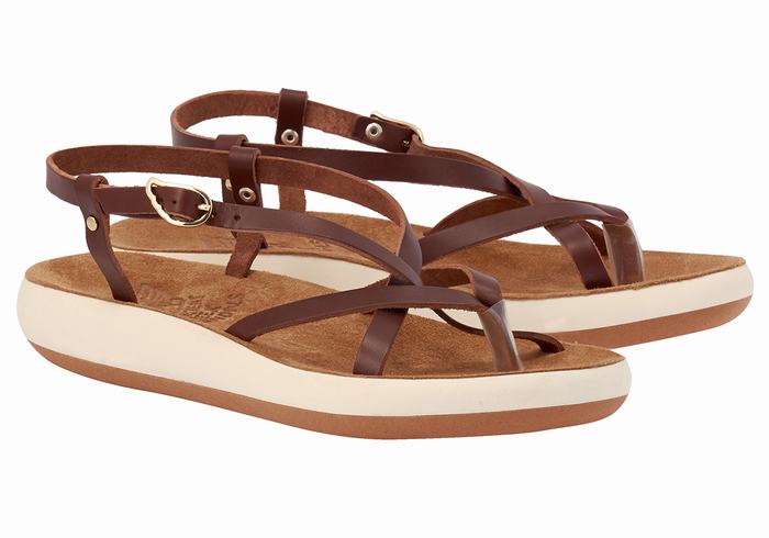 Coffee Women Ancient Greek Sandals Semele Comfort Back-Strap Sandals | KWP4429KH