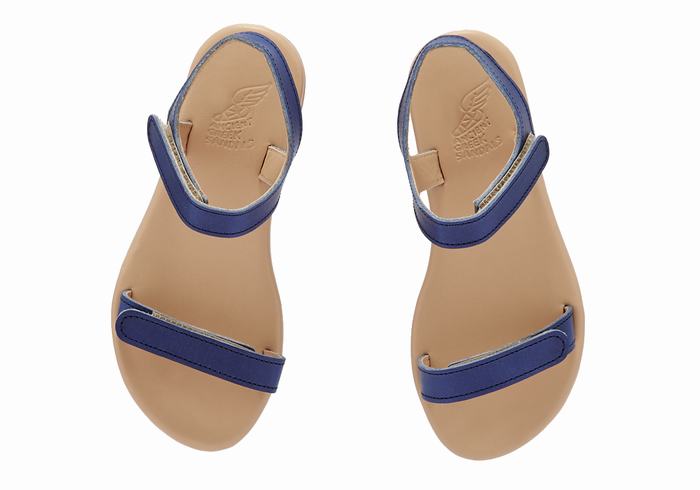 Dark Blue Kids' Ancient Greek Sandals Little Poros Soft Casual Sandals | UPY6576NR