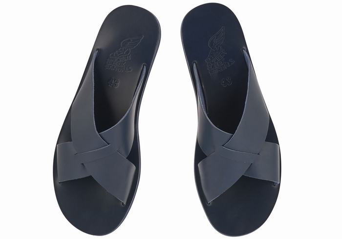 Dark Blue Men Ancient Greek Sandals Bios Slide Sandals | OLK1988XK