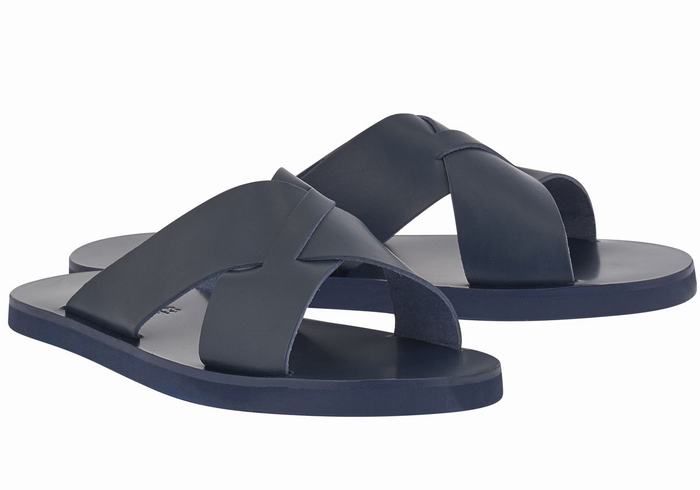 Dark Blue Men Ancient Greek Sandals Bios Slide Sandals | OLK1988XK