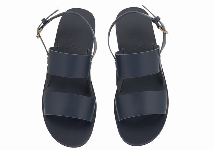 Dark Blue Men Ancient Greek Sandals Irodotos Leather Casual Sandals | EAO7437UY