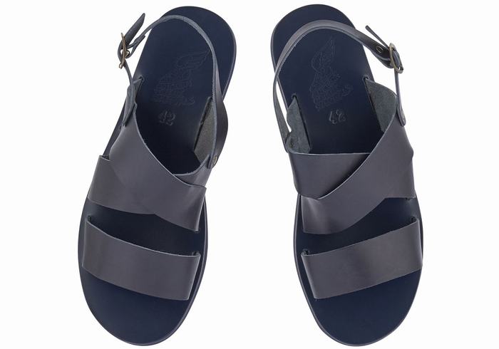 Dark Blue Men Ancient Greek Sandals Miltos Casual Sandals | FMH5224PP