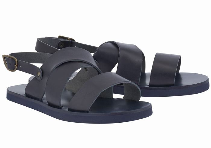 Dark Blue Men Ancient Greek Sandals Miltos Casual Sandals | FMH5224PP