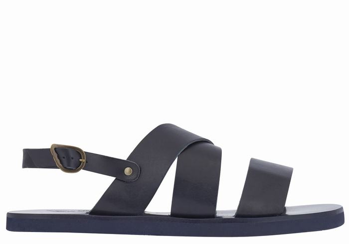 Dark Blue Men Ancient Greek Sandals Miltos Casual Sandals | FMH5224PP