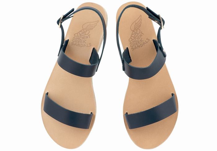 Dark Blue Women Ancient Greek Sandals Clio Back-Strap Sandals | OUR2079RU